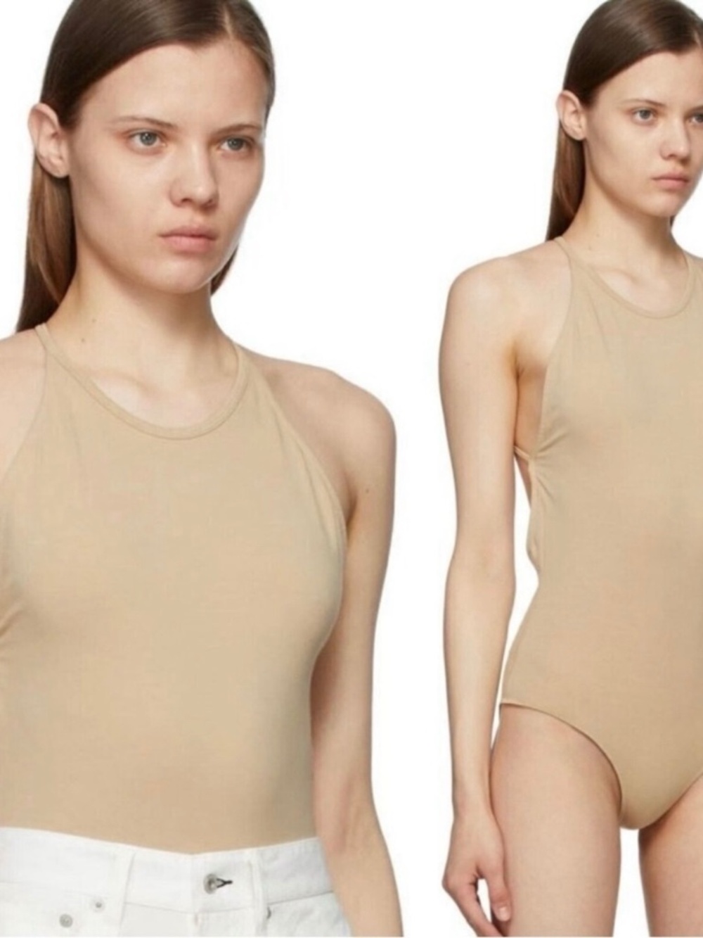 Rag & Bone Rooney Cross Back Bodysuit‎ Beige Women’s